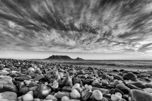 Table Mountain Secret Beach Monochrome. Cape Town Photo Tours