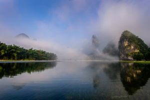 Li River Mist Sunrise Xingping Guilin . China Photo Tour
