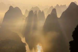 Karst Mountain Sunrise Guilin . China Photo Tour