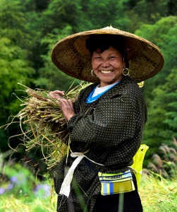 Portrait Longji Rice Field Worker. China Photo Tour